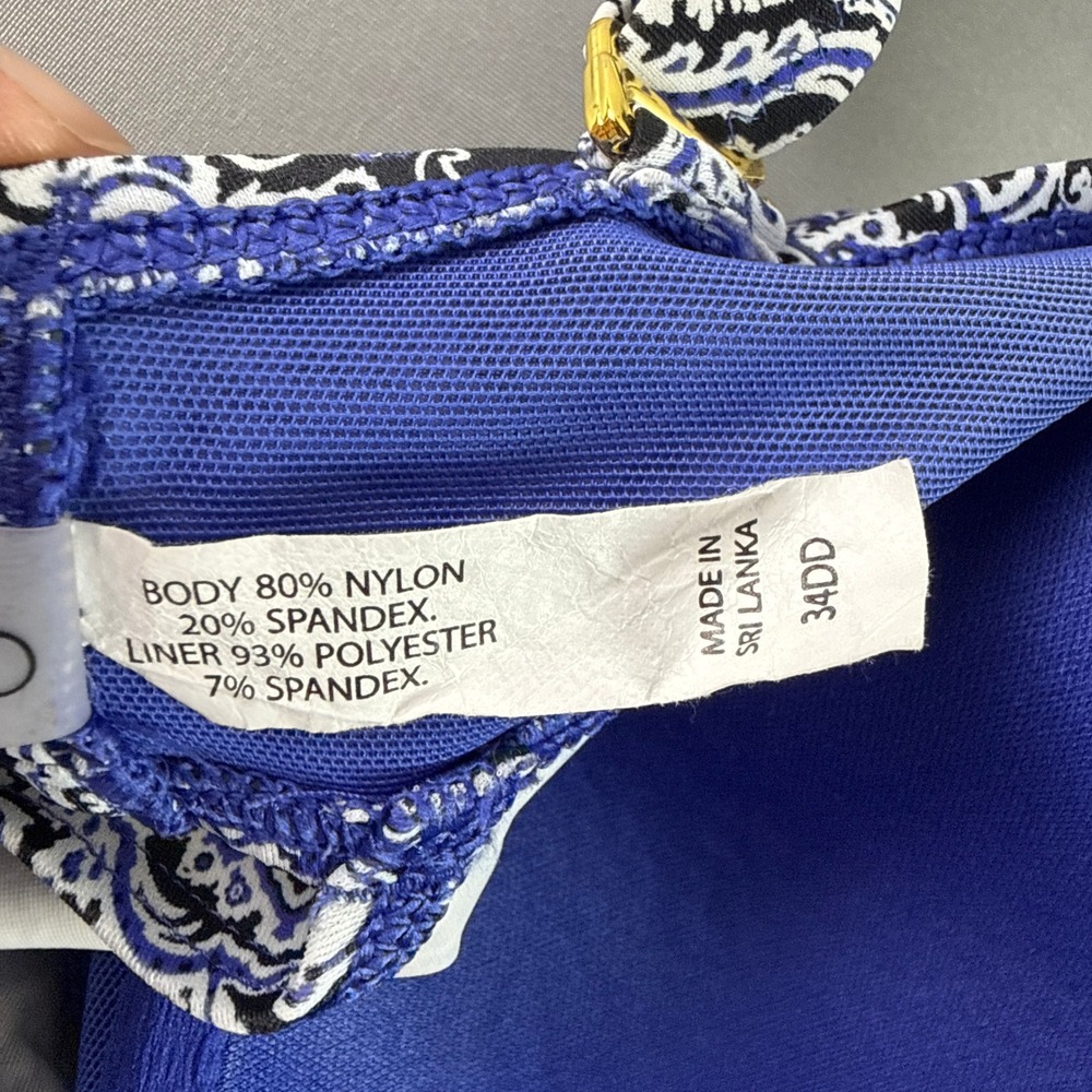 Soma Intimates Blue Paisley Underwire Tankini Swim Top Womens 34DD Medallion - Picture 5 of 16